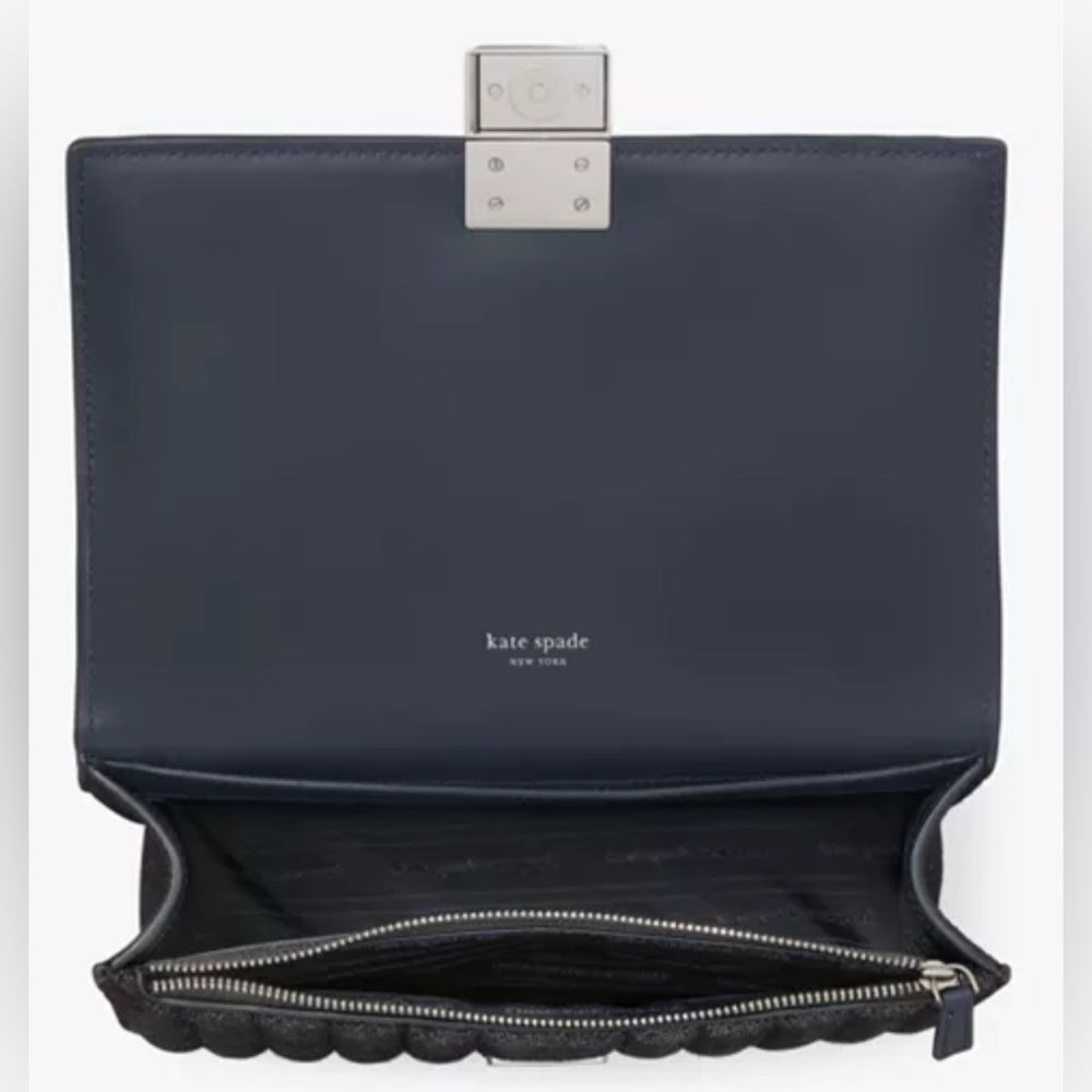 Kate Spade Deco Quilted Glitter Suede Chain Shoulder Bag Navy Multi - Picture 5 of 5
